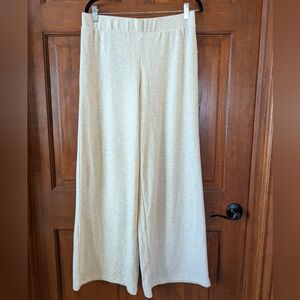 Magnolia Womens Wide Leg Pull On High Rise Pants Cream Ivory Lounge Cozy Soft M